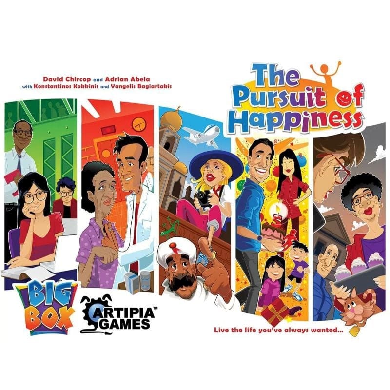 Artipia Games The Pursuit of Happiness: All-in Big Box - Includes Base Game, Expansions (Community, Experiences, Nostalgia) & 4 Mini