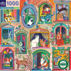 Eeboo Jigsaws Cats in Window (1000pc) Eeboo