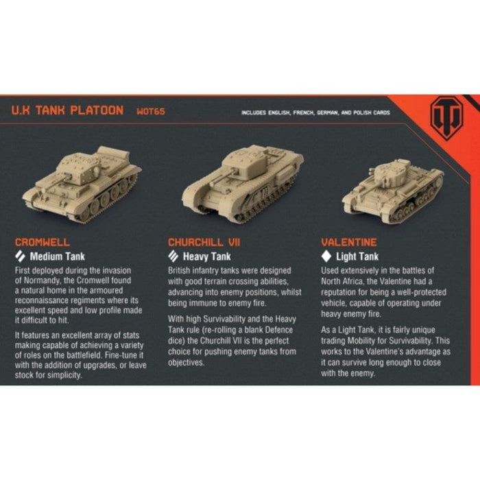 World Of Tanks Miniatures Game - British Tank Platoon (Cromwell, Churchill VII, Valentine)