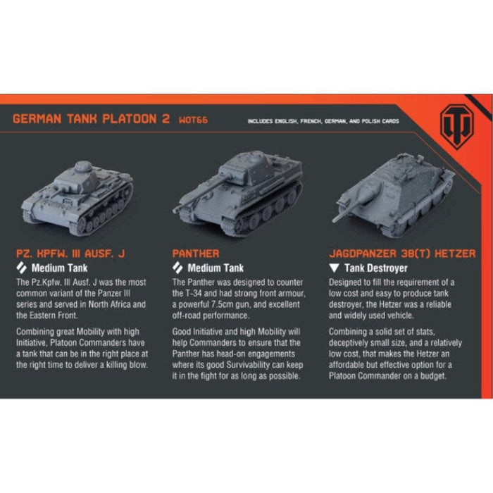 World Of Tanks Miniatures Game - German Tank Platoon (Panzer III J, Panther, Jagdpanzer 38t)