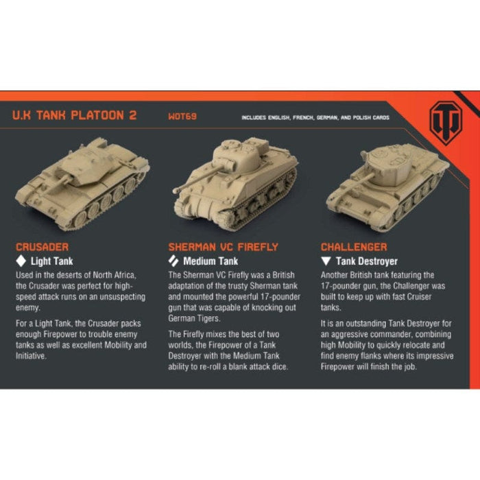World Of Tanks Miniatures Game - U.K. Tank Platoon (Crusader, Sherman VC Firefly, Challenger)