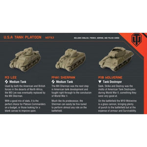 Gale Force Nine Miniatures World Of Tanks Miniatures Game - U.S.A. Tank Platoon (M3 Lee, M4A1 75mm Sherman, M10 Wolverine)