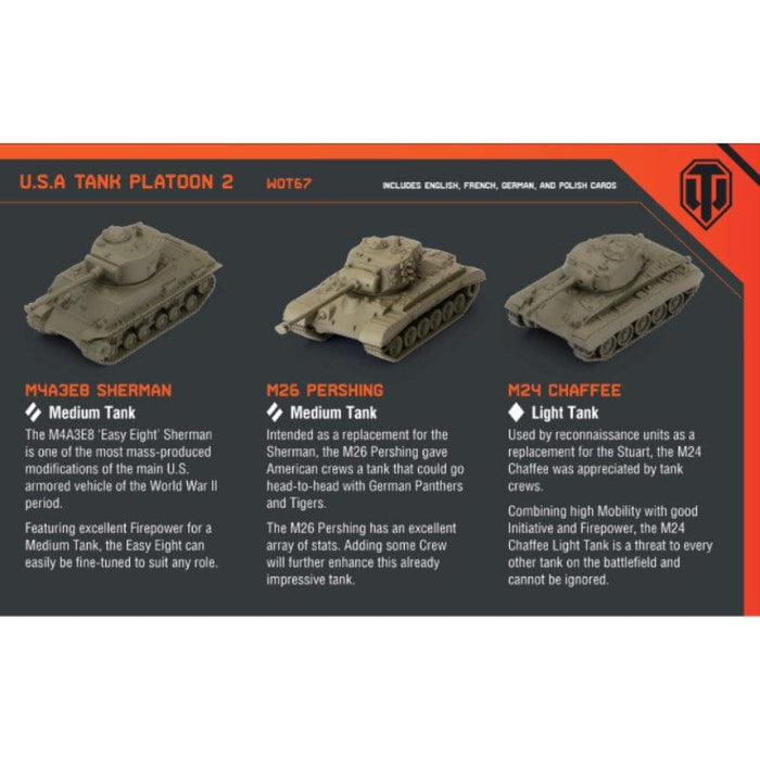 World Of Tanks Miniatures Game - U.S.A. Tank Platoon (M4A3E8 Sherman, M26 Pershing, M24 Chaffee)