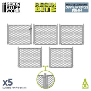 Greenstuff World Hobby GSW - 3D Printed - Chain Link Fences 50mm