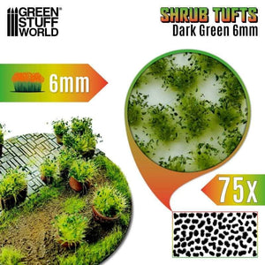 Greenstuff World Hobby GSW - Shrub Tufts 6mm Self-Adhesive - Dark Green