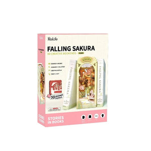 Robotime Construction Puzzles DIY Bookends - Falling Sakura