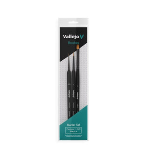Vallejo Hobby Brush - Vallejo - Precision Starter Set (Round No.1 & 3/0 Triangular Handle Flat No.4, Synthetics)