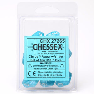Chessex Dice Chessex Dice - 10D10 - Cirrus Aqua/Silver