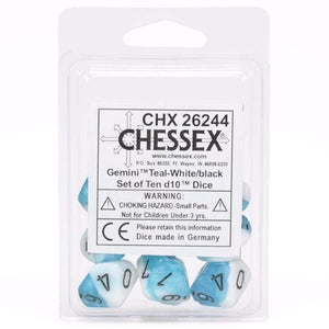 Chessex Dice Chessex Dice - 10D10 - Gemini White-Teal/Black