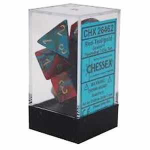 Chessex Dice Chessex Polyhedral Dice - 7D Set - Gemini Red Teal/Gold
