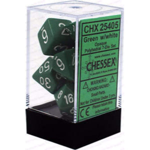 Chessex Dice Chessex Polyhedral Dice - 7D Set - Opaque Green/White