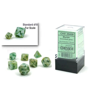 Chessex Dice Dice - Chessex 7 Polyhedrals - Marble Mini Green/Dark Green