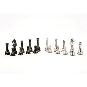 Dal Rossi Classic Games Chess Men -  Chess Pieces Metal Dark Titanium and Silver 85mm (Dal Rossi)