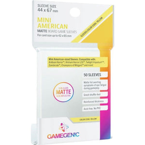 Gamegenic Board & Card Games Card Sleeves - Gamegenic Board Game Matte - Yellow Mini American (50) (62 X 94)