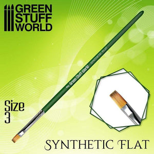 Greenstuff World Hobby GSW - Flat Synthetic Brush - Size #3 - Green Series