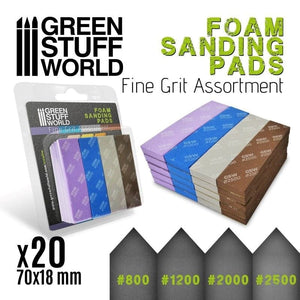 Greenstuff World Hobby GSW - FOAM Sanding Pads - FINE GRIT ASSORTMENT (pack x20)