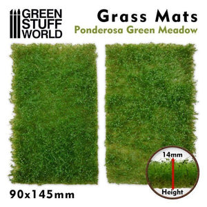 Greenstuff World Hobby GSW - Grass Mat Cut-Outs 90 x145mm Open Green Meadow 14mm (2pc)
