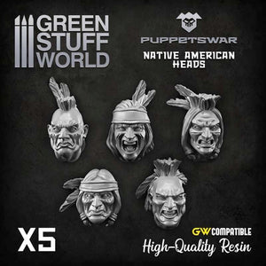 Greenstuff World Hobby GSW - Native American Heads (PuppetWar)