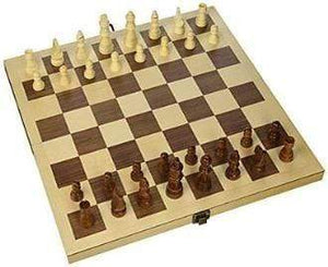 John Hansen Co Classic Games Chess Set - Wood Inlaid Folding Cabinet 15" (Classic Game Collection)