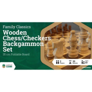 Let’s Play Games Classic Games Wooden Folding Chess/Checkers/Backgammon Set 35cm (LPG)
