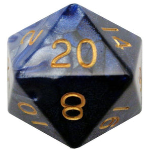 Metallic Dice Games Dice Dice - Mega Acrylic d20 - Blue/White w/ Gold Numbers (MDG)