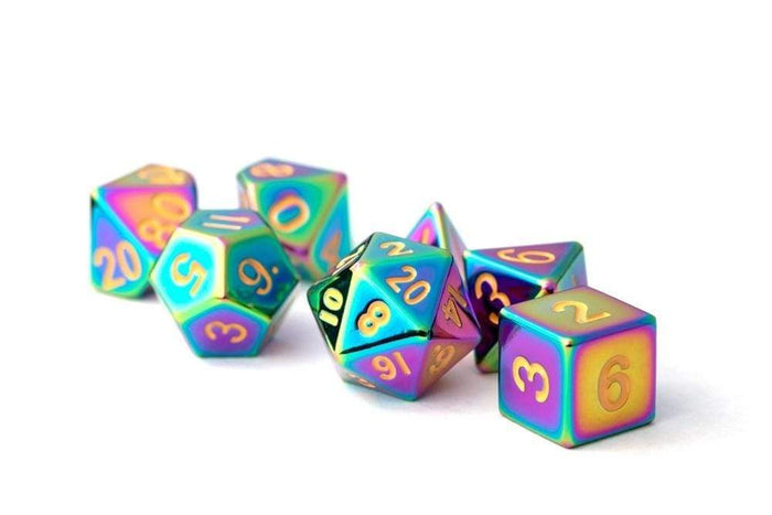 Dice - Metal Polyhedrals - Torched Rainbow