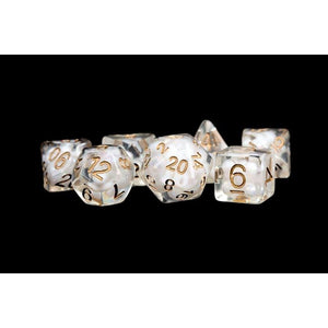 Metallic Dice Games Dice Dice - Pearl Resin Polyhedrals - Pearl w/ Copper Numbers (MDG)