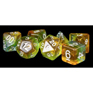Metallic Dice Games Dice Dice - Resin Polyhedral - Yellow Aurora (MDG)