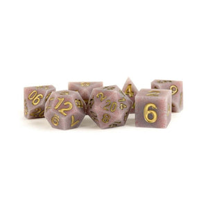 Metallic Dice Games Dice Dice - Sharp Edge Silicone Rubber Polyhedrals - Volcanic Soot (MDG)