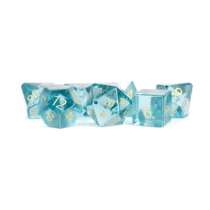 Metallic Dice Games Dice Dice - Zircon Glass Birthstone Polyhedrals - March Aquamarine (MDG)