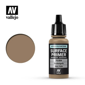 Vallejo Hobby Paint - Vallejo Surface Primer - German Dark Yellow 17ml