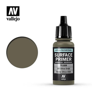 Vallejo Hobby Paint - Vallejo Surface Primer - US Olive Drab 17ml