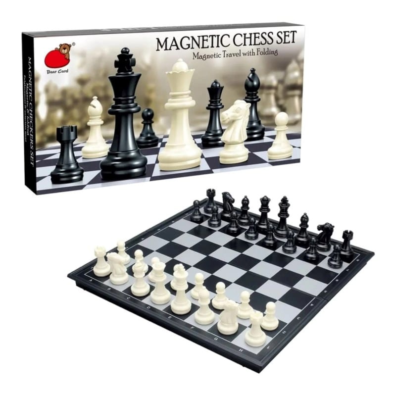 Bear Card Classic Games Chess Set - Magnetic Folding Travel Chess Game