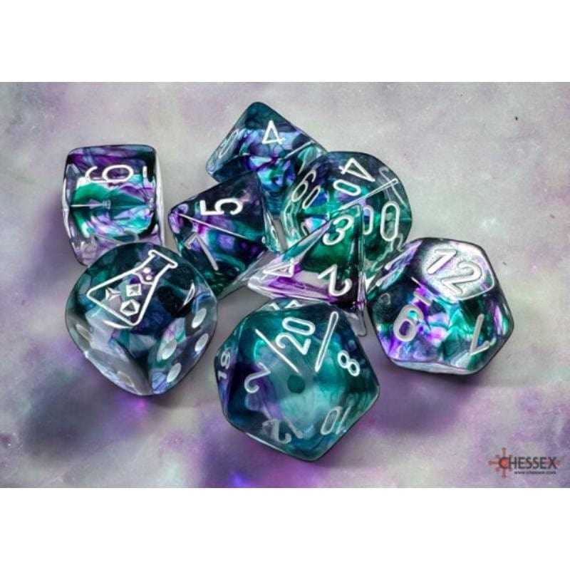 Chessex Dice Chessex D7-Die Set Nebula Polyhedral Fluorite/white 7-Die Set (with bonus die)