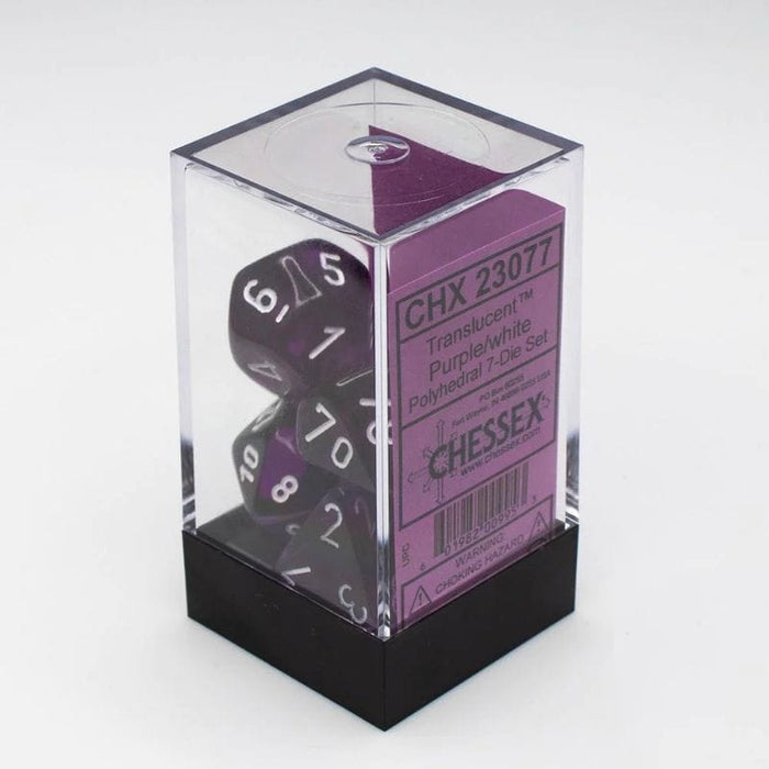 Chessex Polyhedral Dice - 7D Set - Translucent Purple/White