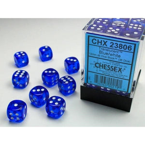 Chessex Dice Dice - Chessex 12mm 36 D6 Translucent Blue/White