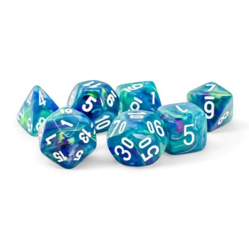 Chessex Dice Dice - Chessex 7 Mega-hedral - Festive Waterlily/White Set