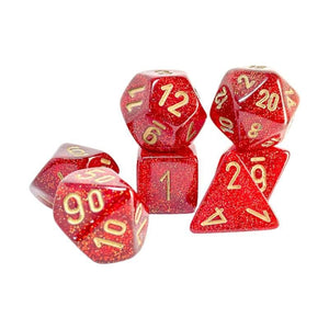 Chessex Dice Dice - Chessex 7 Mega-hedral - Glitter Ruby/Gold Set
