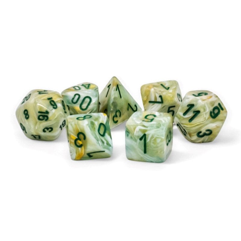 Chessex Dice Dice - Chessex 7 Mega-hedral - Marble Green/Dark Green Set