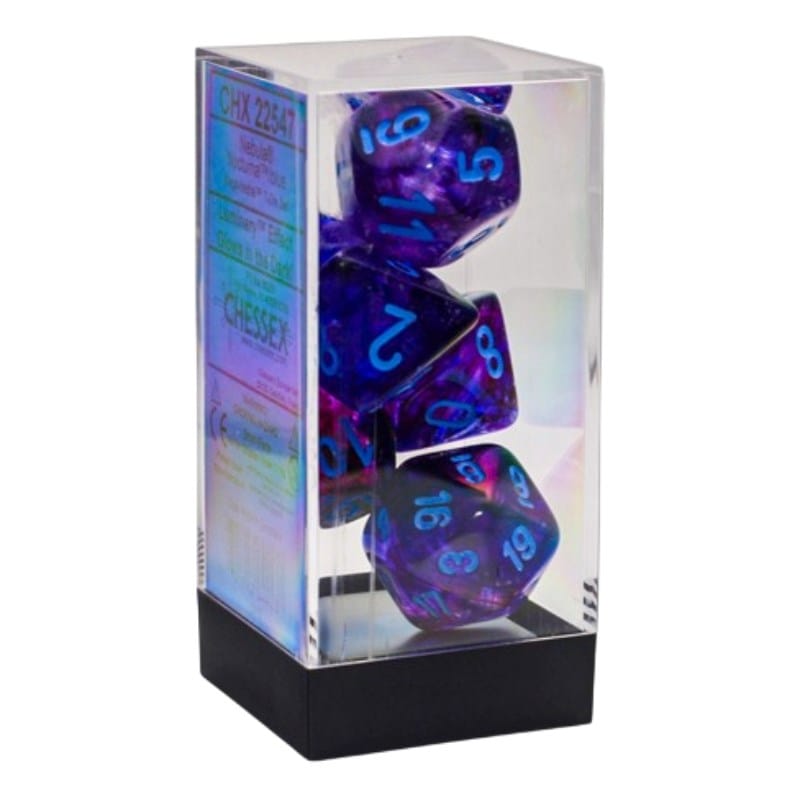 Chessex Dice Dice - Chessex 7 Mega-hedral - Nebula Nocturnal/Blue Set