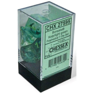 Chessex Dice Dice - Chessex 7 Polyhedrals - Borealis Kelp/Light Green Luminary Set