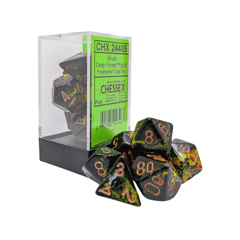 Chessex Dice Dice - Chessex 7 Polyhedrals - Brush Dice - Deep Forest