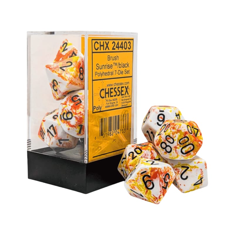 Chessex Dice Dice - Chessex 7 Polyhedrals - Brush Dice - Sunrise
