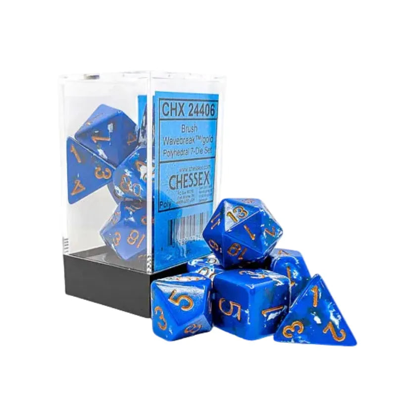 Chessex Dice Dice - Chessex 7 Polyhedrals - Brush Dice - Wavebreak