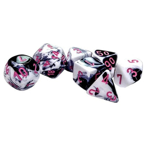 Chessex Dice Dice - Chessex 7 Polyhedrals - Gemini Black-White/Pink Set