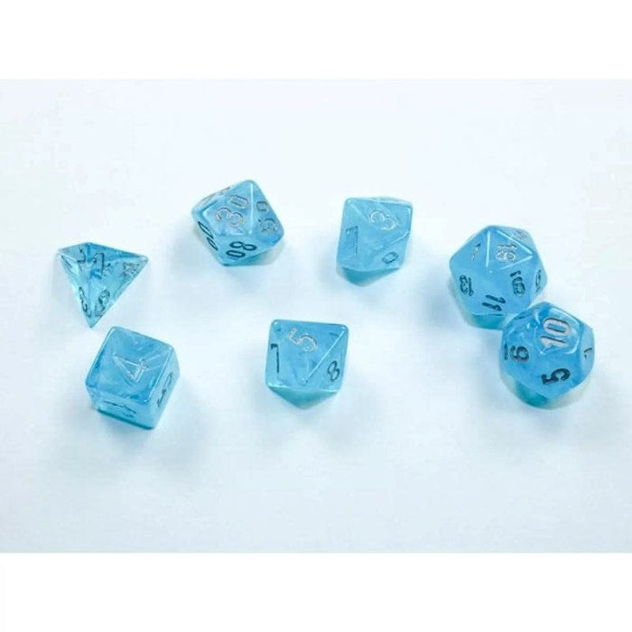 Dice - Chessex 7 Polyhedrals - Luminary Mini-hedral Sky/Silver Set
