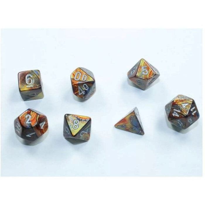 Dice - Chessex 7 Polyhedrals - Lustrous Mini-hedral Gold/Silver Set