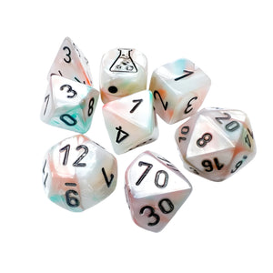 Chessex Dice Dice - Chessex 7 Polyhedrals - Lustrous Sea Shell/Black Luminary (Tube with Bonus Die)