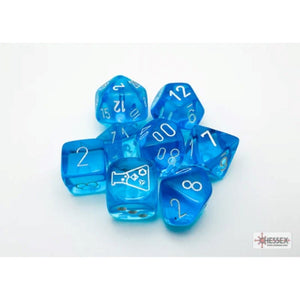 Chessex Dice Dice - Chessex 7 Polyhedrals - Translucent Tropical Blue/White (Tube with Bonus Die)