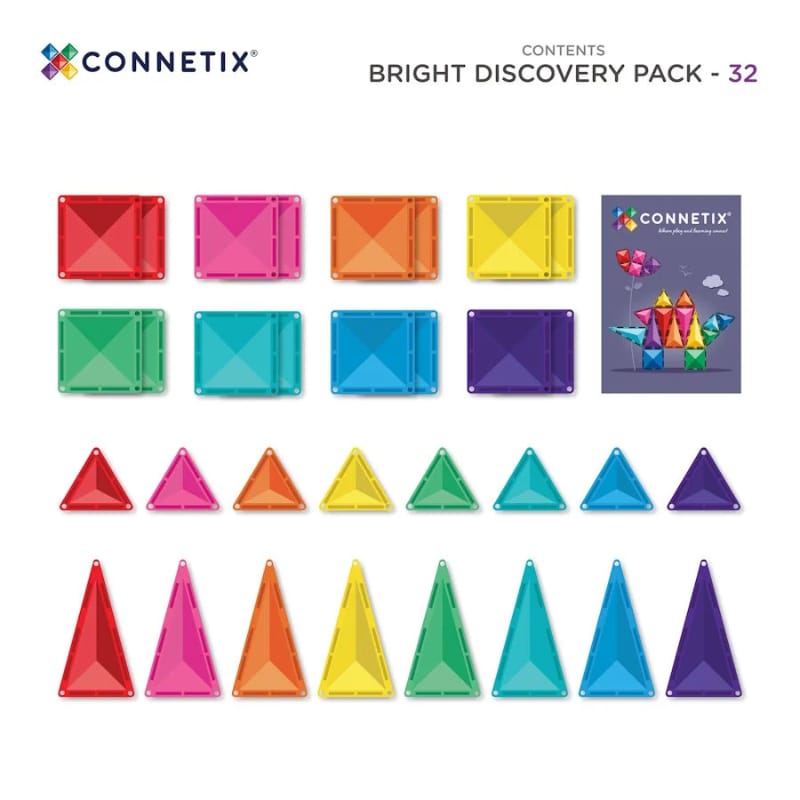 Connetix Novelties Connetix Magnetic Tiles - Bright Discovery Pack (32 pc)
